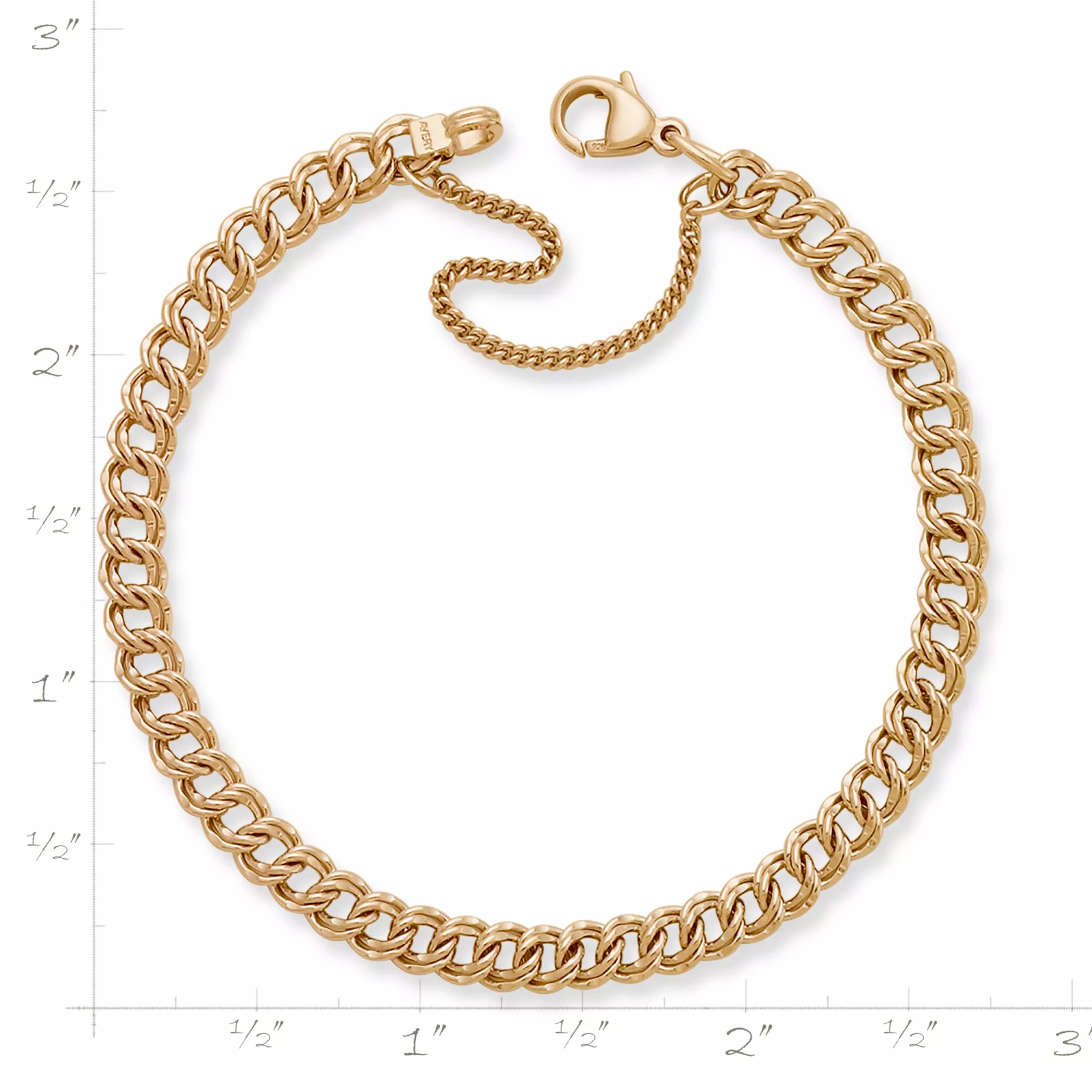 Light Double Curb Charm Bracelet - Image 2