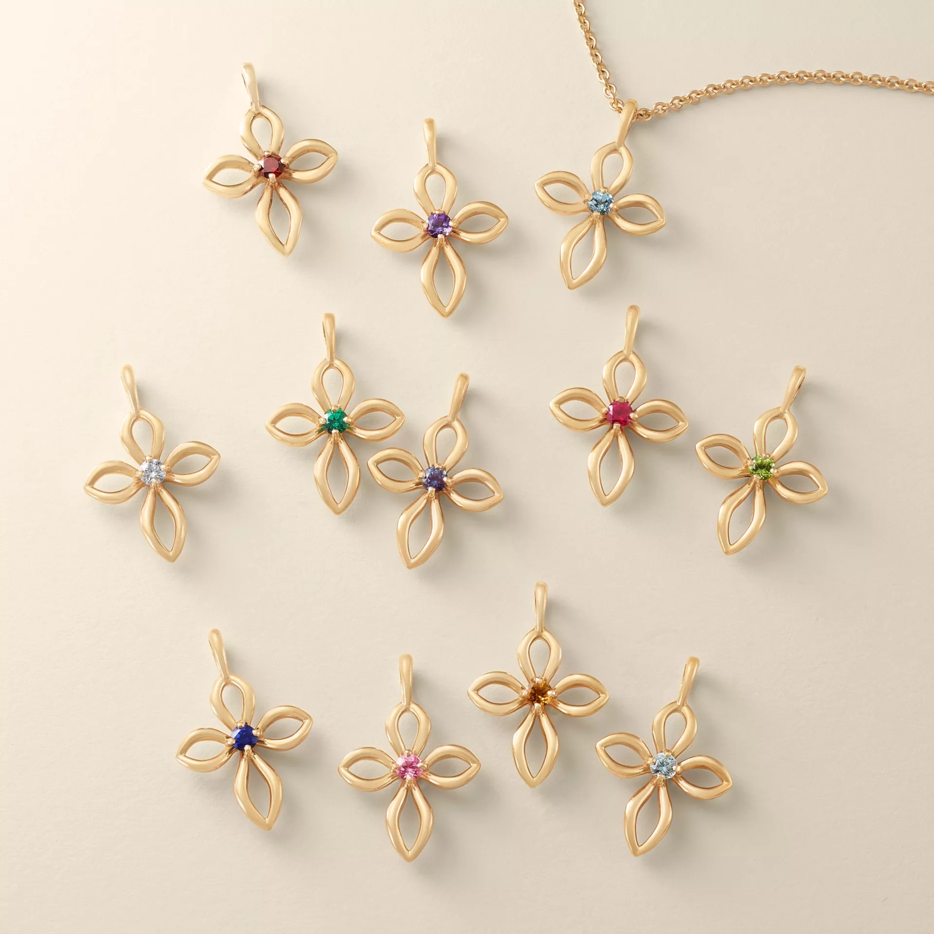 Avery Remembrance Birthstone Cross Pendant - Image 2