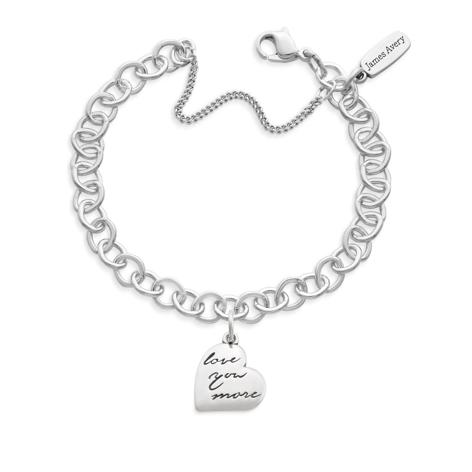 Love You More Charm on Forged Link Charm Bracelet