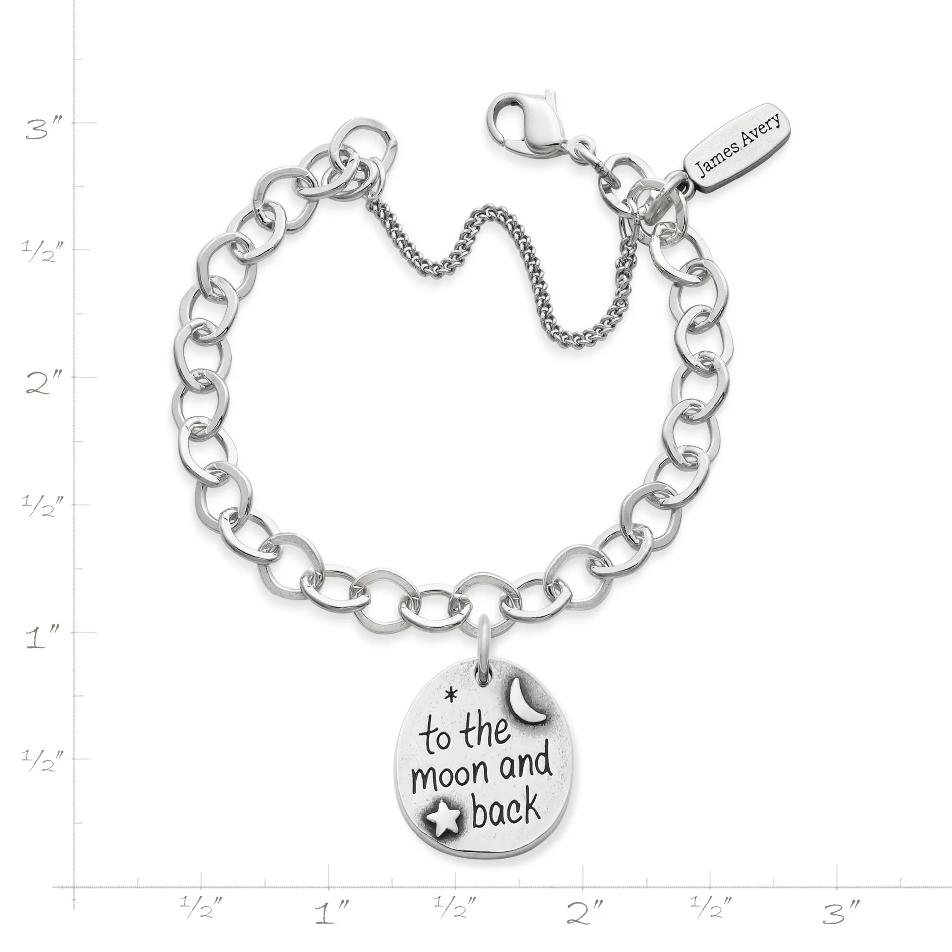To the Moon and Back Charm on Forged Link Charm Bracelet - Image 2