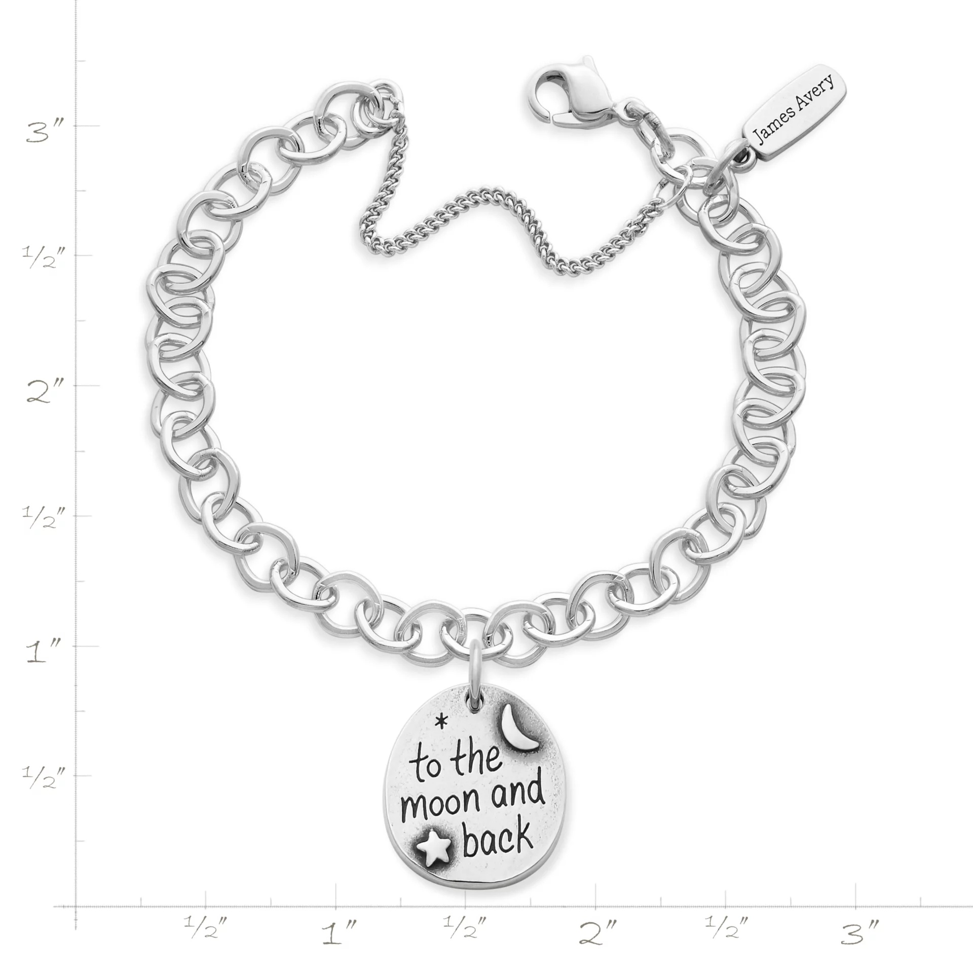 To the Moon and Back Charm on Forged Link Charm Bracelet - Image 2