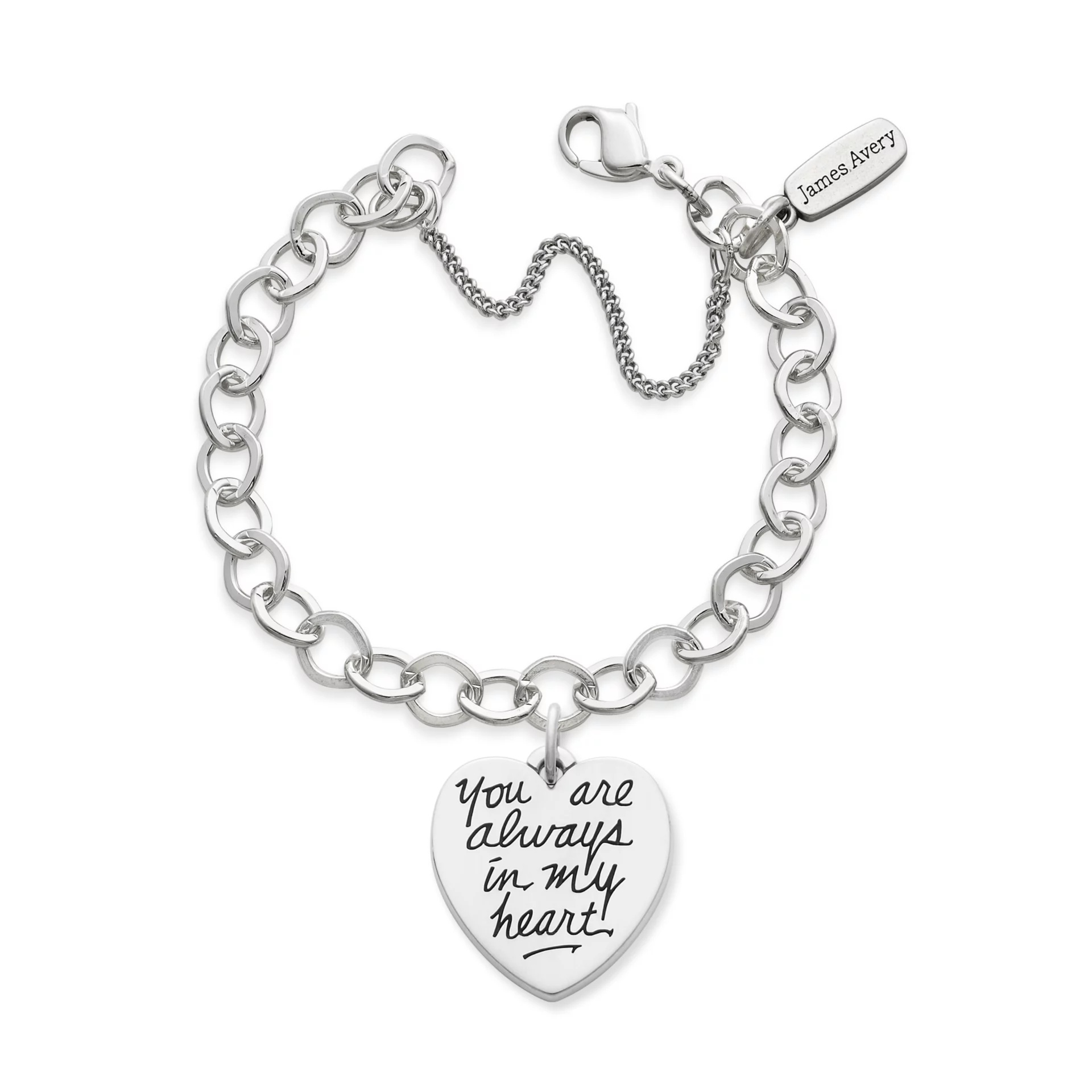 You Are Always in My Heart Charm on Forged Link Charm Bracelet