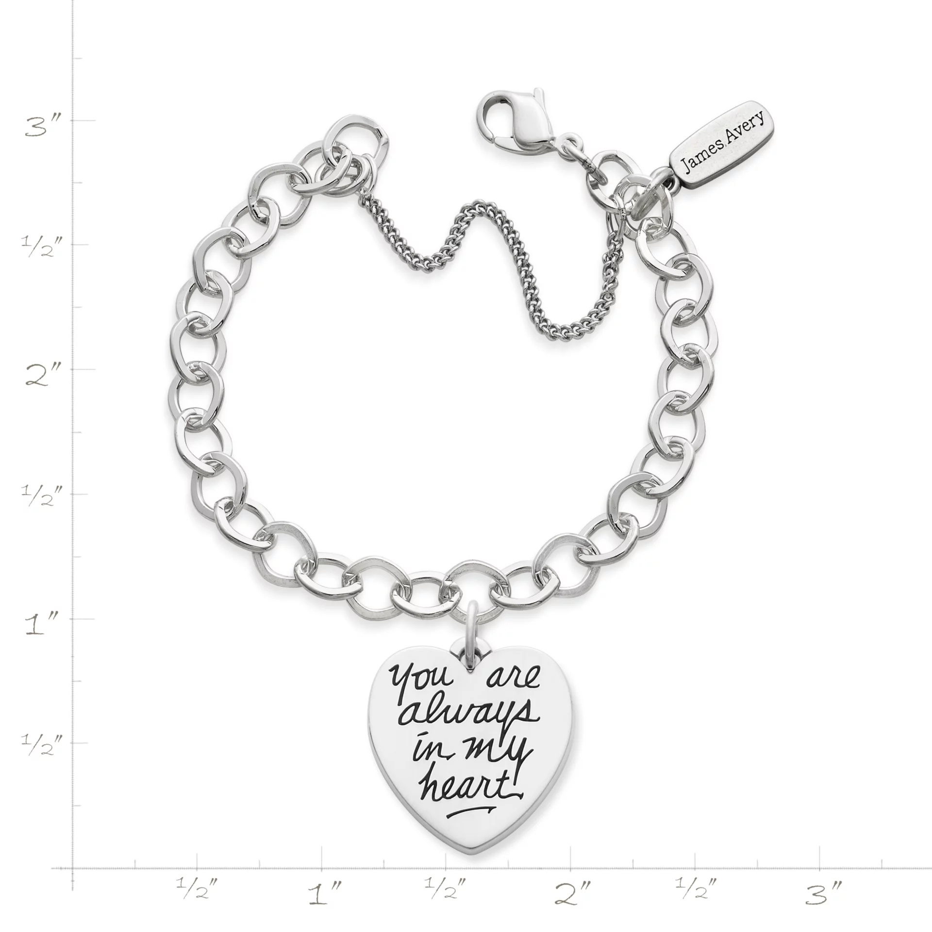 You Are Always in My Heart Charm on Forged Link Charm Bracelet - Image 2